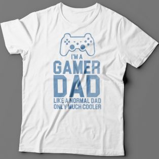 Футболка в подарок для папы с надписью "I'm a gamer dad (like normal dad, only much cooler)"